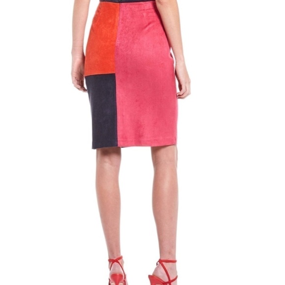 JB by JULIE BROWN NWT Henley House Party Color Block Faux Suede Skirt Size Large - Picture 4 of 11